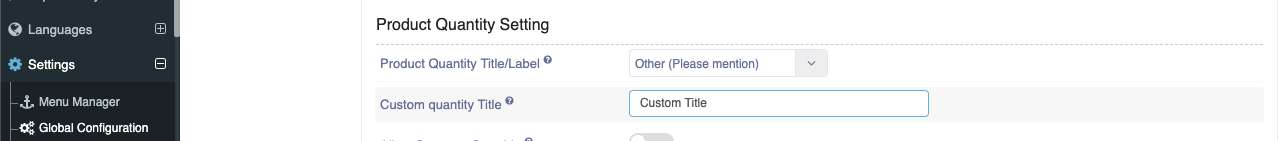 custom quantity label